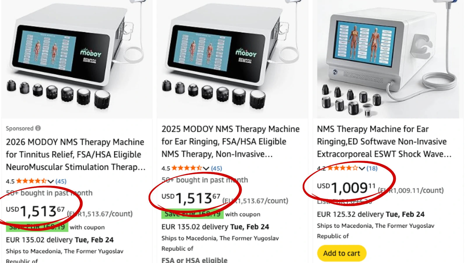 Even the consumer NMS machines run $1,000–$1,500 — the clinical versions cost far more, and live behind a specialist's door.