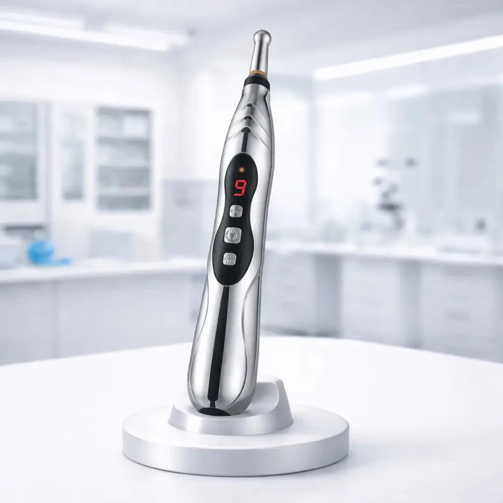 Tinnito — pen-sized, pre-programmed, applied behind the ear for 60 seconds. The same family of nerve stimulation as the $1,500–$3,000 machines, in your hand.