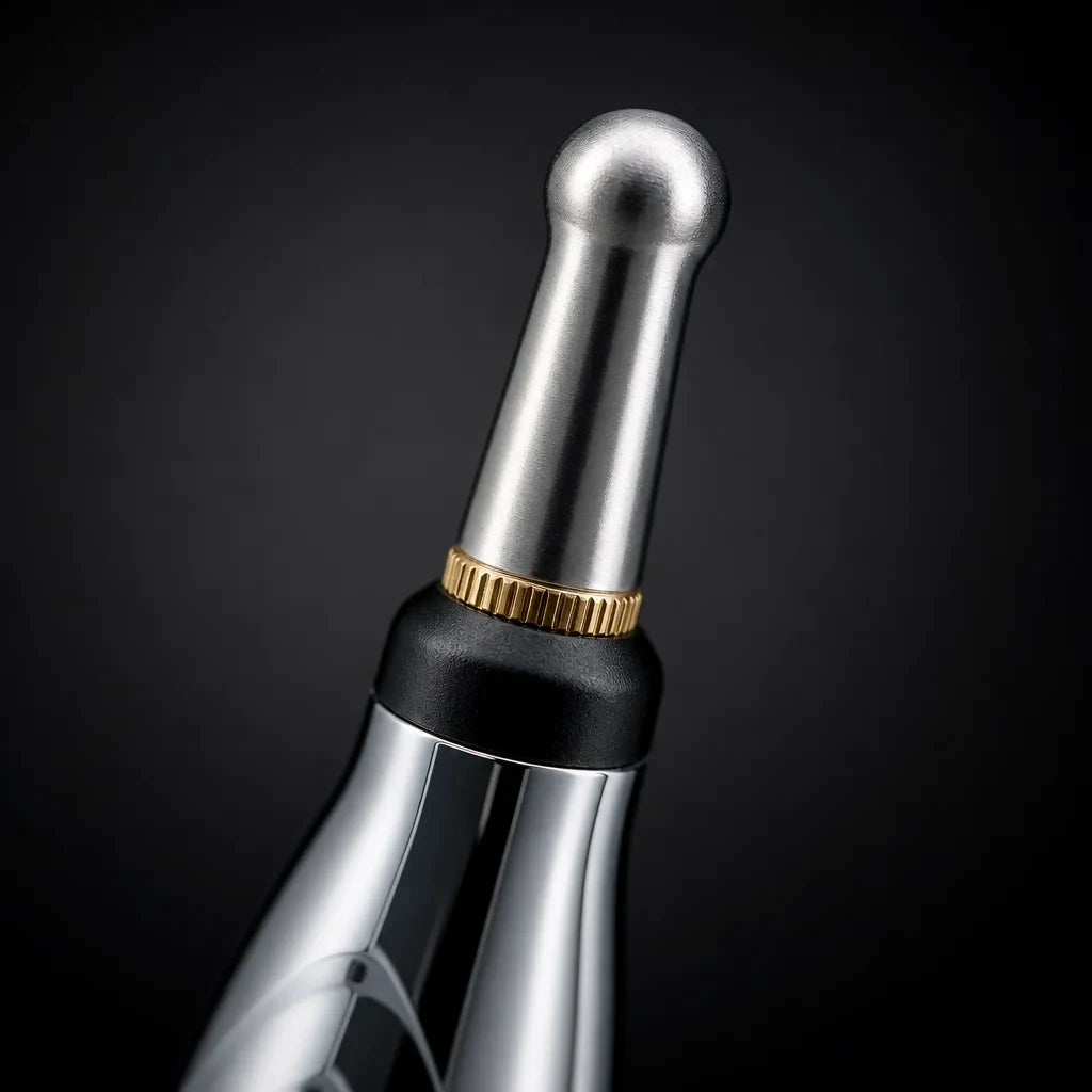 The brass collar and probe tip up close