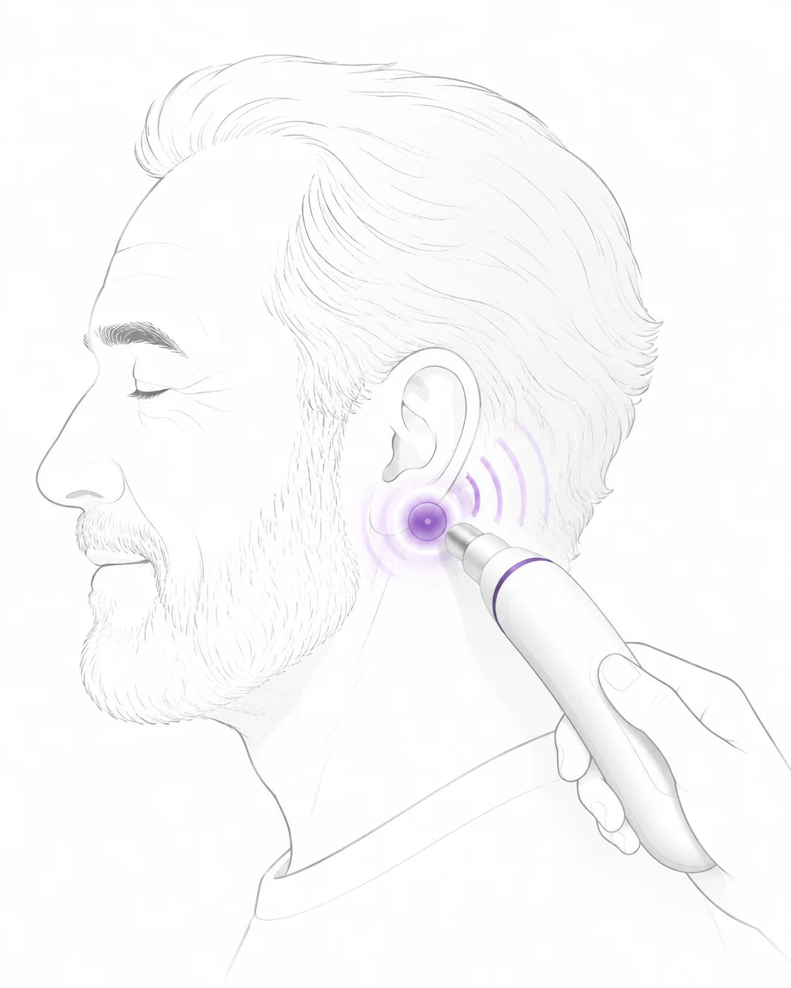 Illustration of the nerve spot behind the ear the gentle pulse targets
